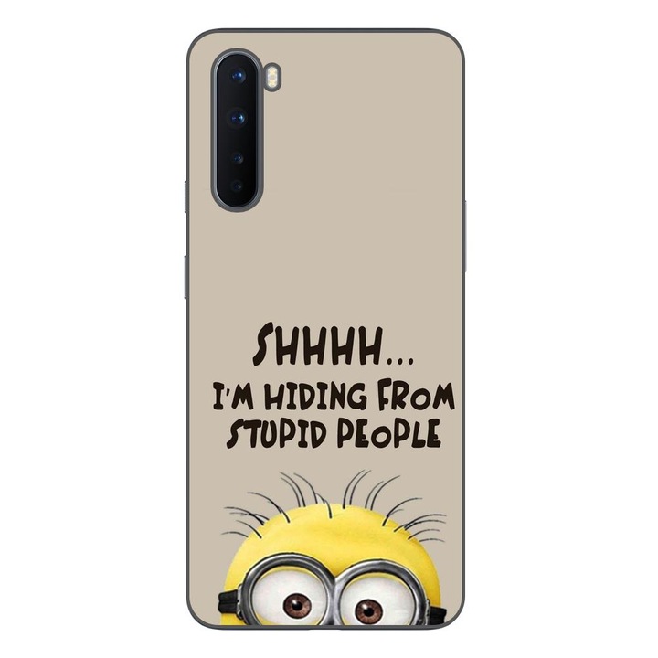 Калъф, съвместим с OnePlus Nord Silicon Gel Tpu Model Message Minion Shhhh