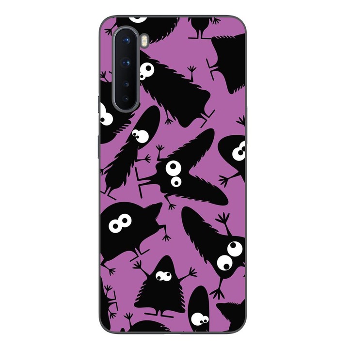 Калъф, съвместим с модел OnePlus Nord, Силикон, TPU, Black Monsters