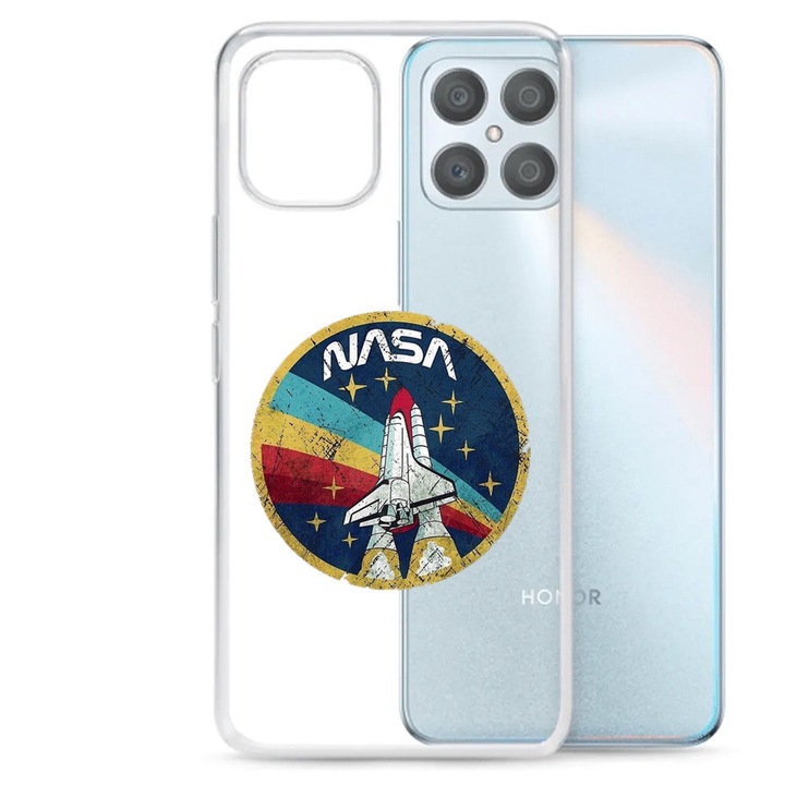 Капак, съвместим с Honor X8 Silicon Transparent Model Nasa Sticker