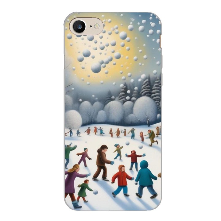 Husa compatibila cu Apple iPhone 7, iPhone 8, iPhone SE 2020 Silicon Gel Tpu Model Copii la Joaca Iarna