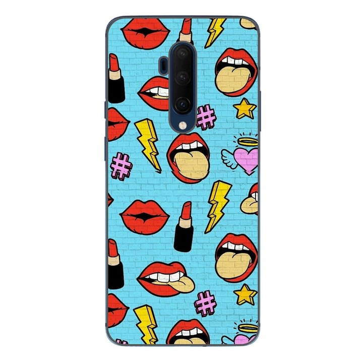Кейс, съвместим с OnePlus 7T Pro Silicon Gel Tpu Model Pop Art Lips