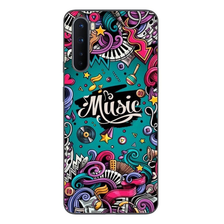 Капак, съвместим с OnePlus Nord Silicon Gel Tpu Model Pop Art Music
