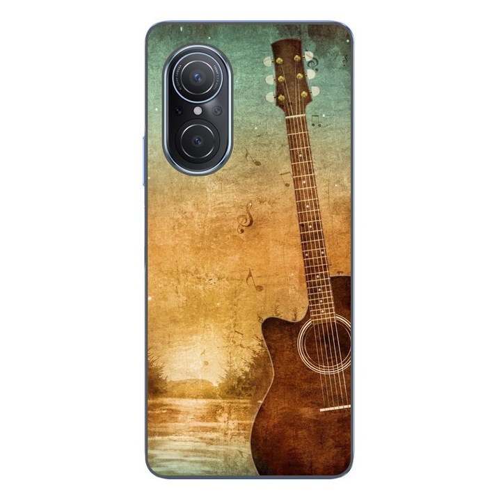 Кейс, съвместим с Huawei Nova 9 SE Silicone Gel Tpu Vintage модел китара