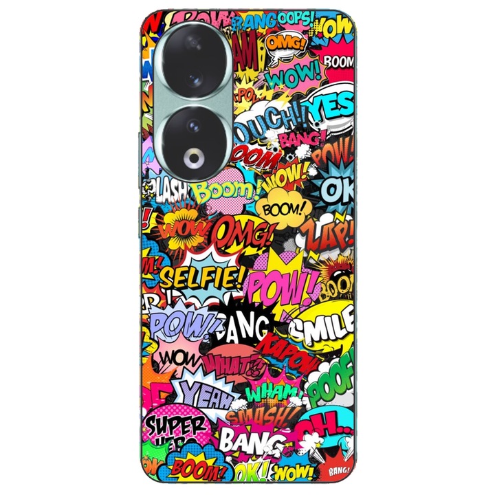 Капак, съвместим с модел Honor 90 5G Silicon Gel Tpu Pop Art Pow Wow Boom