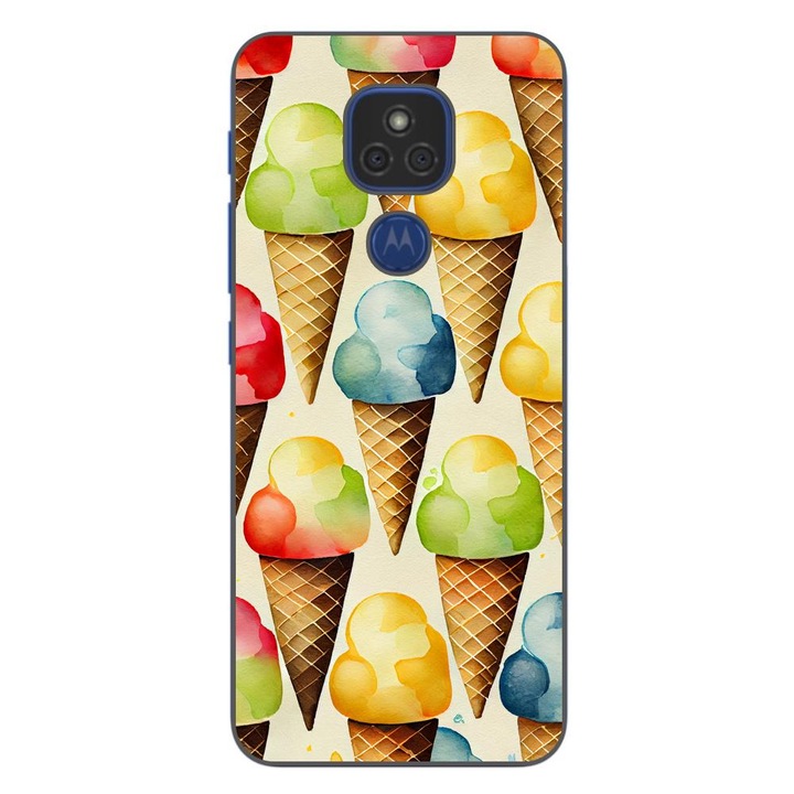 Husa compatibila cu Motorola Moto E7 Plus Silicon Gel Tpu Model Icecream Pattern