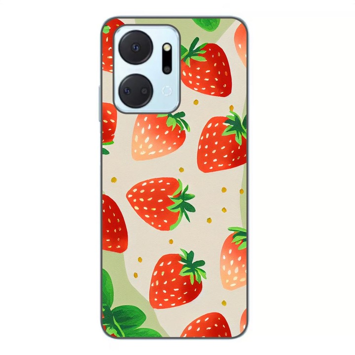 Husa compatibila cu Honor X7a Silicon Gel Tpu Model Capsuni Pattern