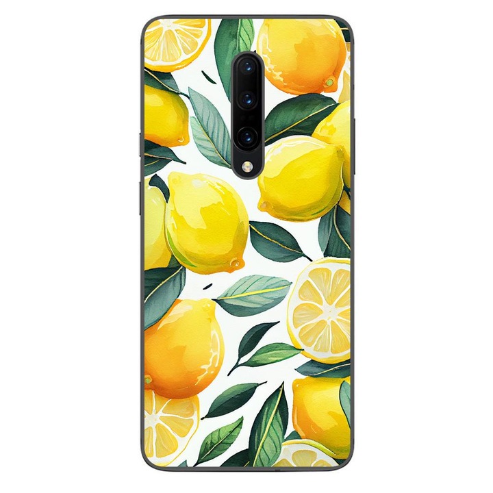 Калъф, съвместим с OnePlus 7 Pro Silicon Gel Tpu модел Lemons Pattern