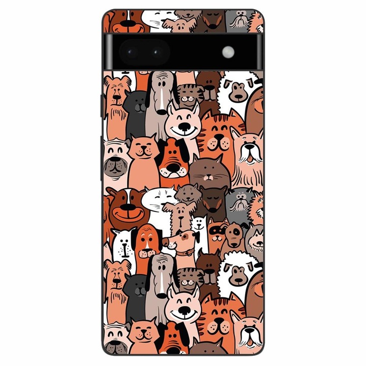 Husa compatibila cu Google Pixel 6A Silicon Gel Tpu Model Caini si Pisici Pattern