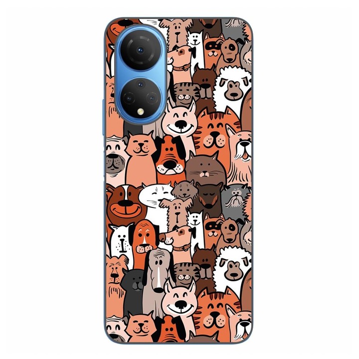 Husa compatibila cu Honor X7 Silicon Gel Tpu Model Caini si Pisici Pattern