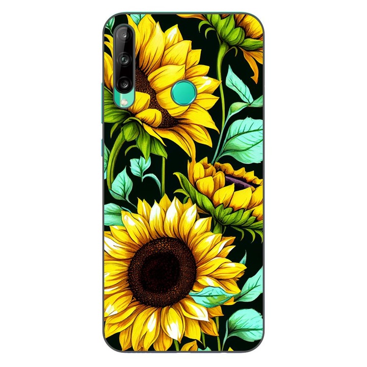 Капак, съвместим с Huawei P40 Lite E Silicon Gel Tpu AI Sunflower Model
