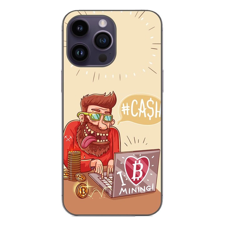 Калъф, съвместим с Apple iPhone 14 Pro Max Silicon Gel Tpu Модел BTC Mining