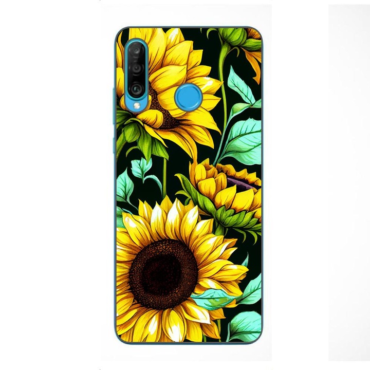 Капак, съвместим с Huawei P30 Lite Silicon Gel Tpu AI Sunflower Model