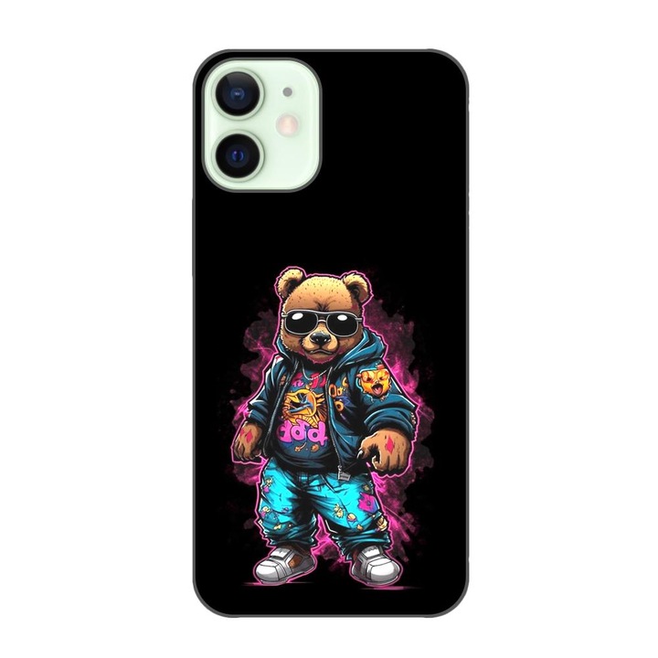 Husa compatibila cu Apple iPhone 12 Mini Silicon Gel Tpu Model Bear Cool Black