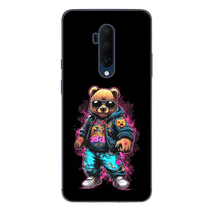 Husa compatibila cu OnePlus 7T Pro Silicon Gel Tpu Model Bear Cool Black