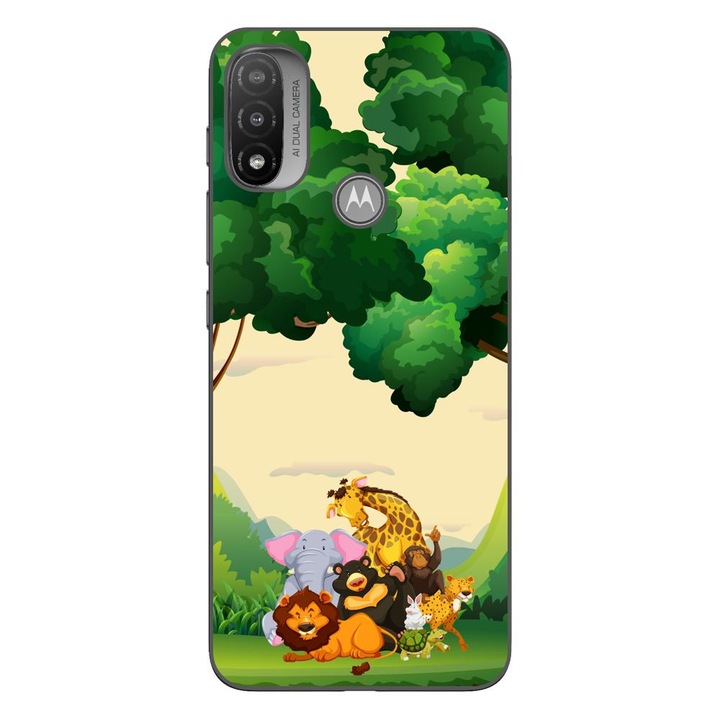 Husa compatibila cu Motorola Moto E20 Silicon Gel Tpu Model Jungla cu Animale