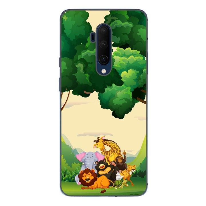 Husa compatibila cu OnePlus 7T Pro Silicon Gel Tpu Model Jungla cu Animale