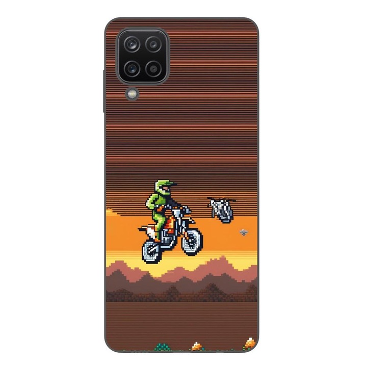 Husa compatibila cu Samsung Galaxy A12 Silicon Gel Tpu Model Pixel Art Motorcross