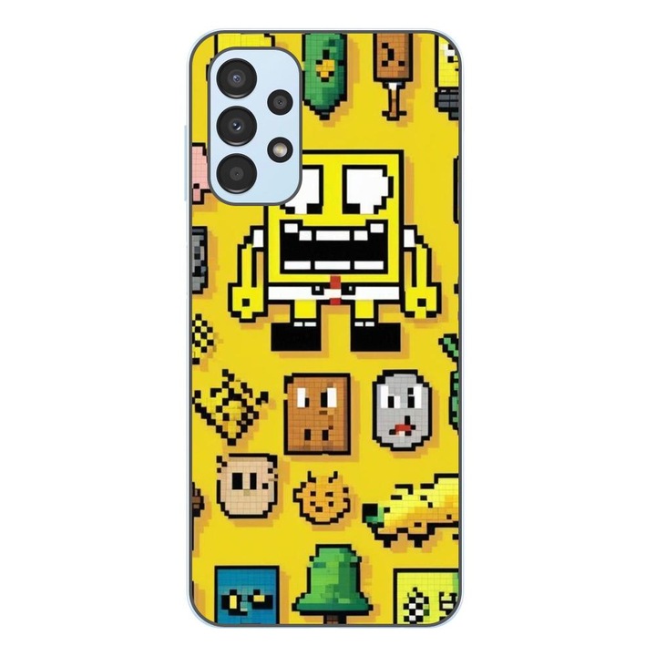 Husa compatibila cu Samsung Galaxy A23 4G, A23 5G Silicon Gel Tpu Model Pixel Art Spongebob