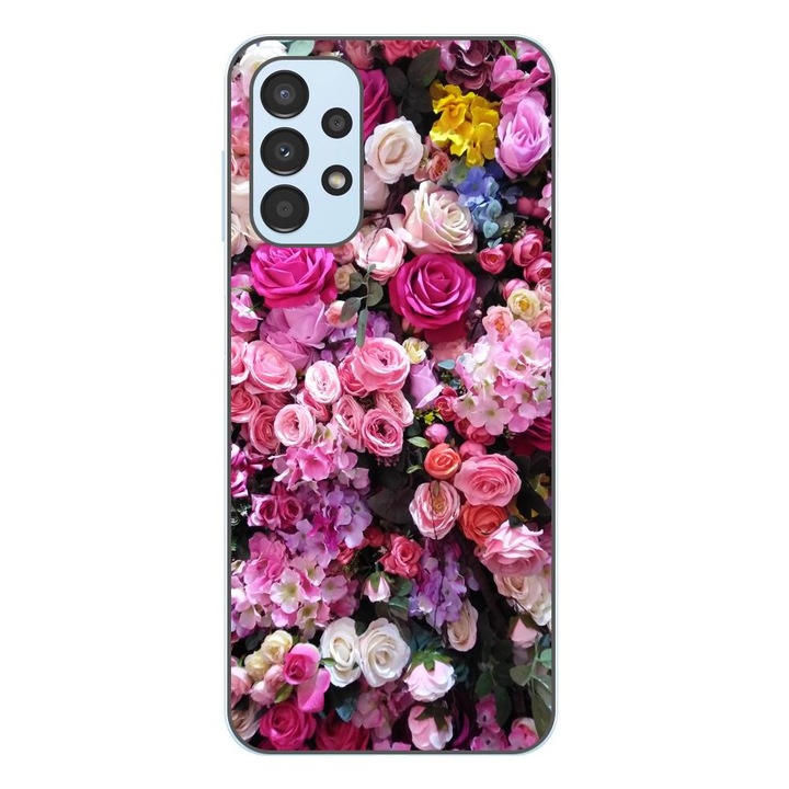 Husa compatibila cu Samsung Galaxy A23 4G, A23 5G Silicon Gel Tpu Model Trandafiri Roz