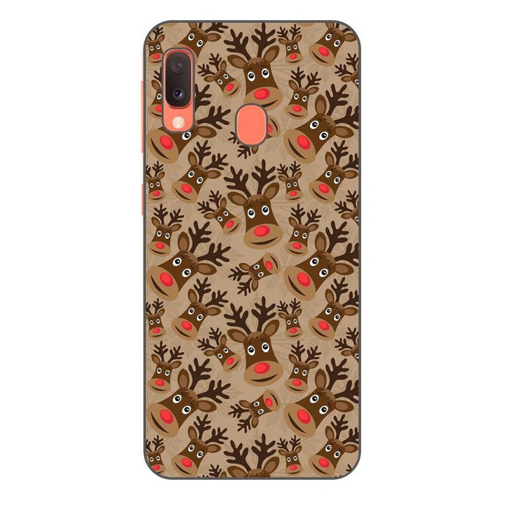 Husa compatibila cu Samsung Galaxy A20e Silicon Gel Tpu Model Craciun Rudolf Pattern