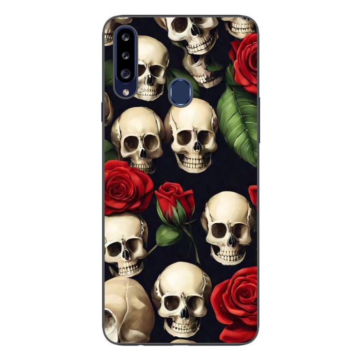 Husa compatibila cu Samsung Galaxy A20S Silicon Gel Tpu Model Skulls and Roses