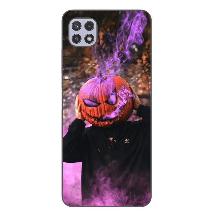Husa compatibila cu Samsung Galaxy A22 5G Silicon Gel Tpu Model Halloween Cap Dovleac cu Fum