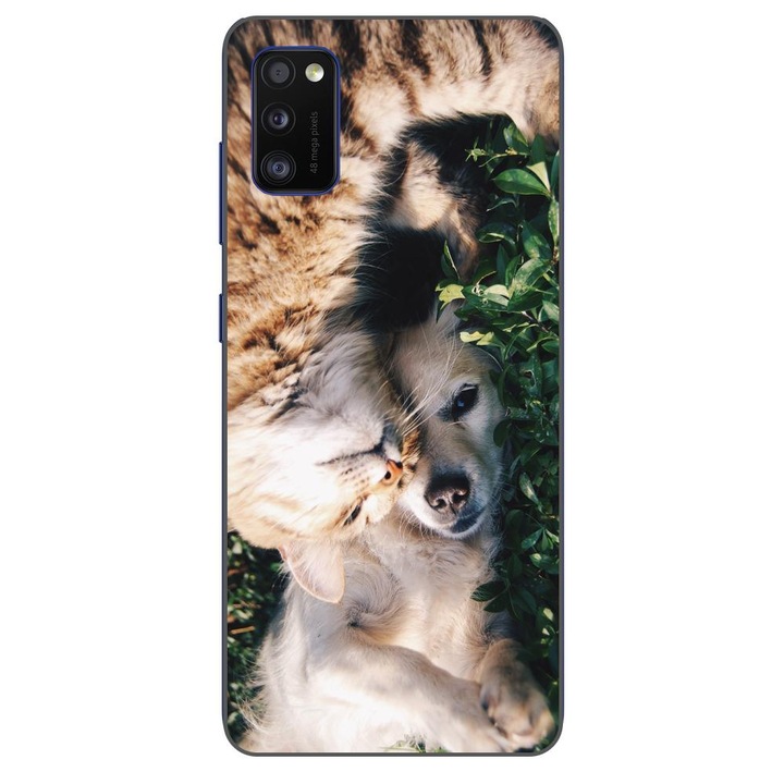 Husa compatibila cu Samsung Galaxy A41 Silicon Gel Tpu Model Caine si Pisica