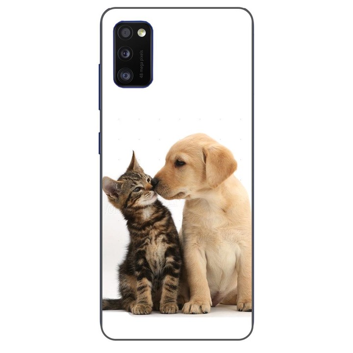 Husa compatibila cu Samsung Galaxy A41 Silicon Gel Tpu Model Pisicuta Catelus Prieteni