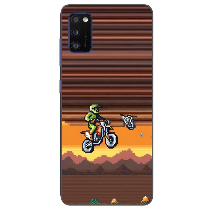 Husa compatibila cu Samsung Galaxy A41 Silicon Gel Tpu Model Pixel Art Motorcross