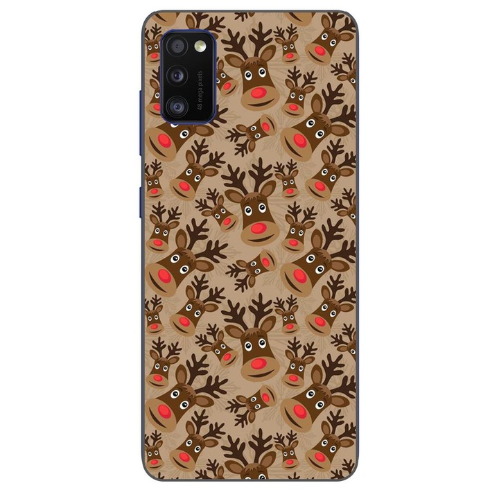 Husa compatibila cu Samsung Galaxy A41 Silicon Gel Tpu Model Craciun Rudolf Pattern