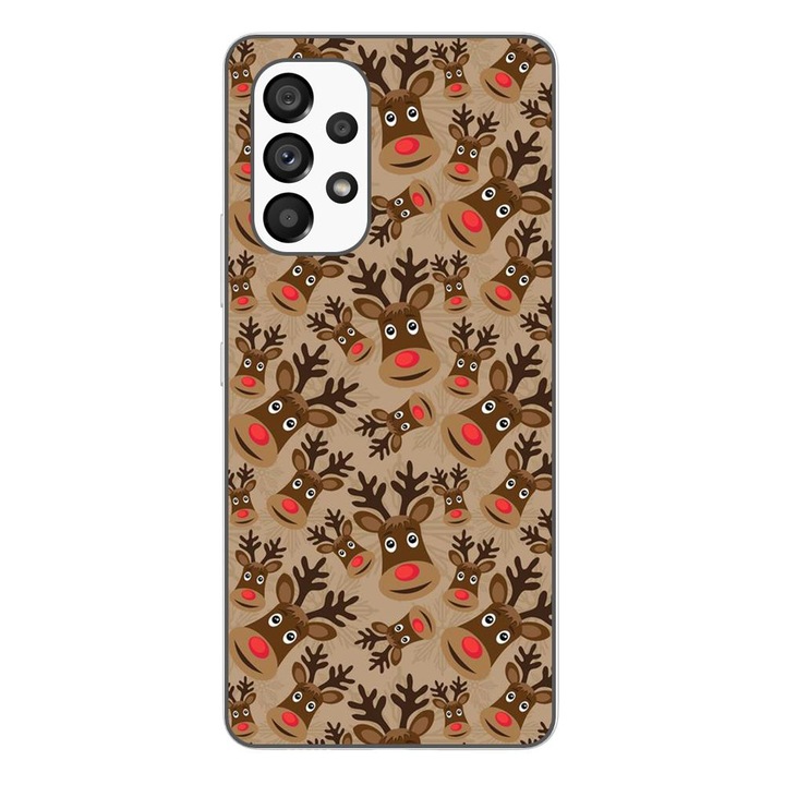Калъф, съвместим със Samsung Galaxy A53 5G Silicon Gel Tpu Модел Christmas Rudolf Pattern