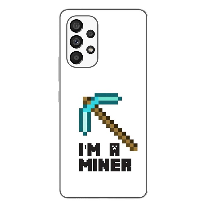 Кейс съвместим с Samsung Galaxy A73 5G Silicon Gel Tpu Модел Minecraft Miner