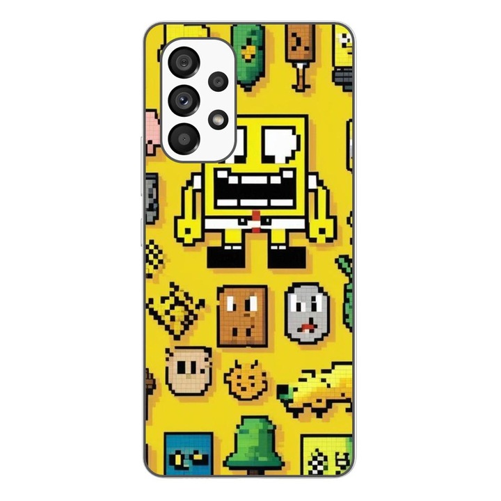 Калъф, Съвместим с Samsung Galaxy A53 5G Silicon Gel Tpu Модел Pixel Art Spongebob
