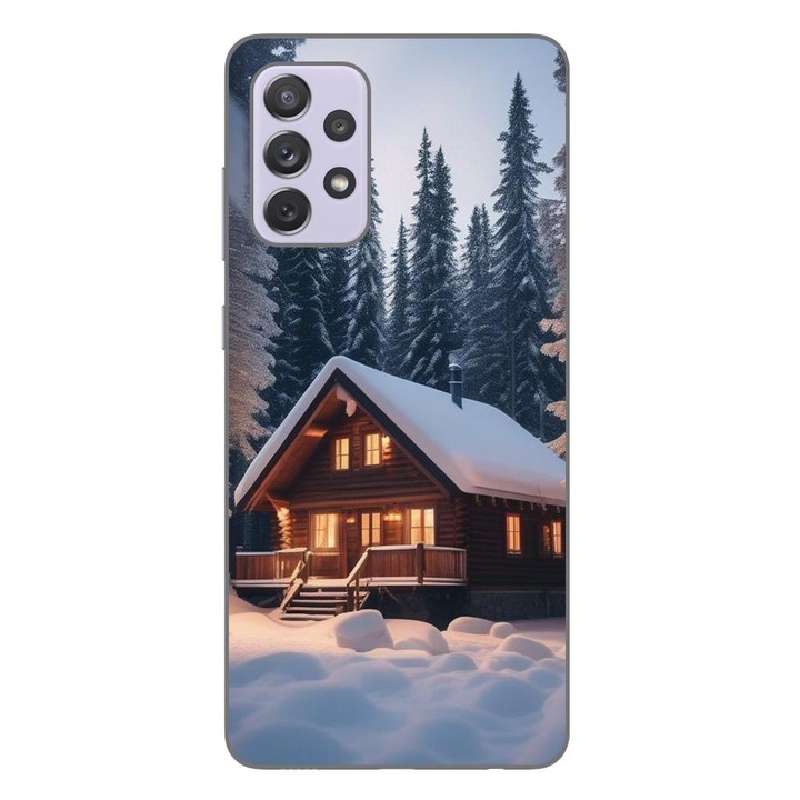 Husa compatibila cu Samsung Galaxy A72 5G Silicon Gel Tpu Model Peisaj Iarna Cabana