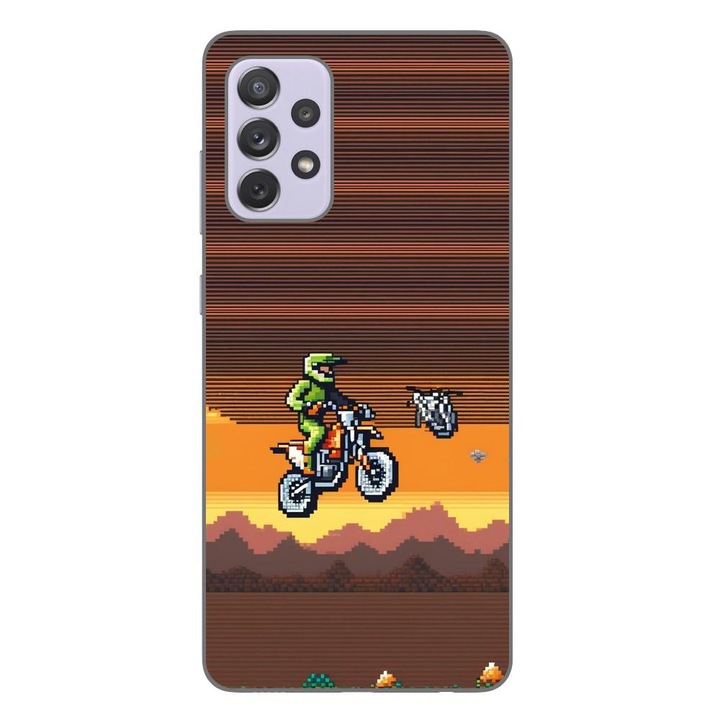 Husa compatibila cu Samsung Galaxy A72 5G Silicon Gel Tpu Model Pixel Art Motorcross