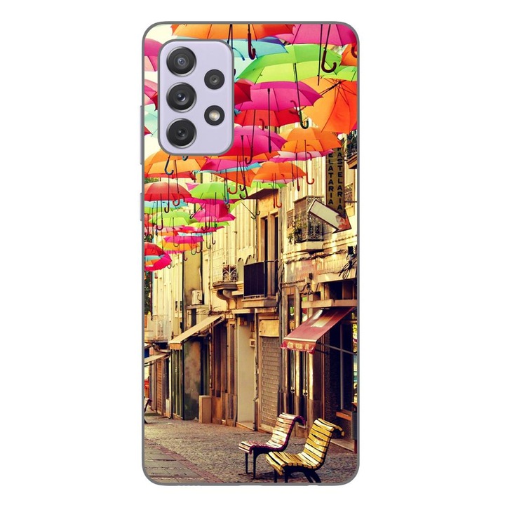 Husa compatibila cu Samsung Galaxy A72 5G Silicon Gel Tpu Model Strada Umbrele Colorate