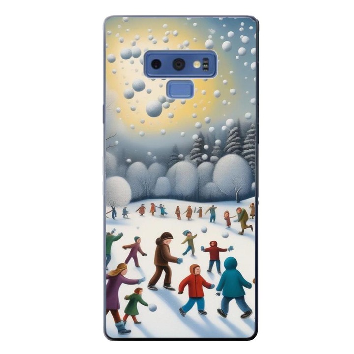 Капак, съвместим със силиконов гел Tpu модел Samsung Galaxy Note 9 Kids Playing in Winter