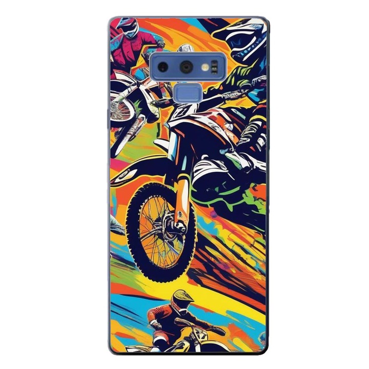 Капак, съвместим със Samsung Galaxy Note 9 Silicon Gel Tpu Модел Motocross Pop Art