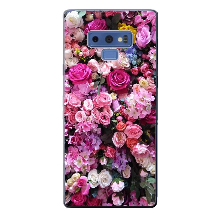 Husa compatibila cu Samsung Galaxy Note 9 Silicon Gel Tpu Model Trandafiri Roz