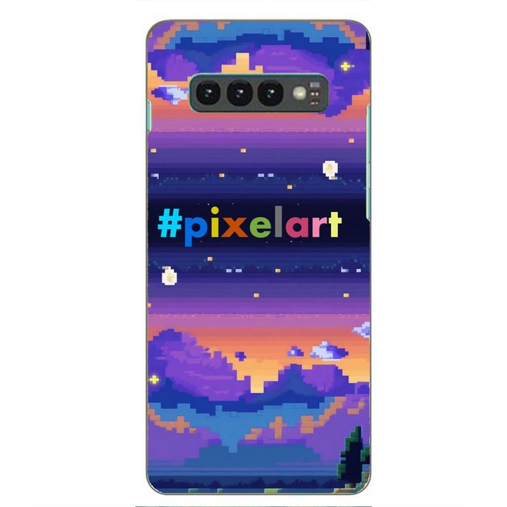 Husa compatibila cu Samsung Galaxy S10 Plus Silicon Gel Tpu Model Pixel Art Peisaj