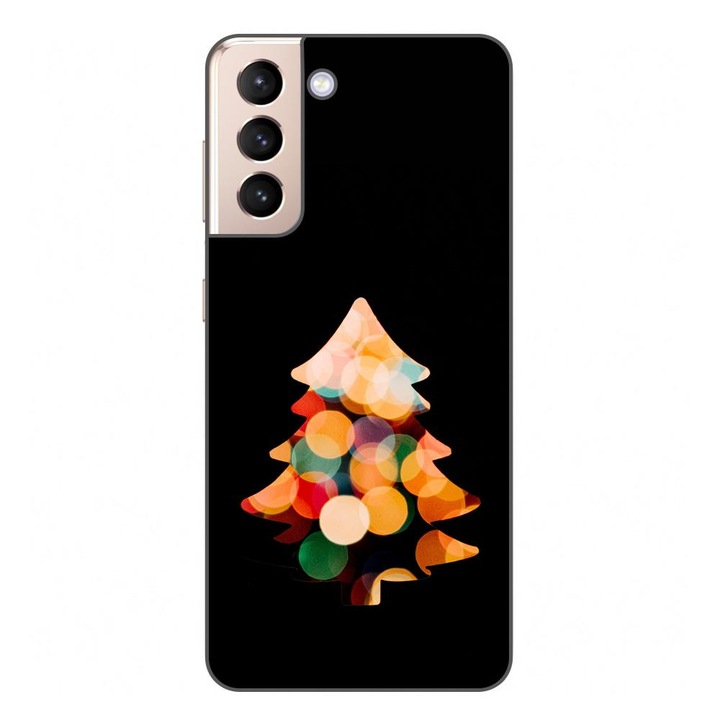 Husa compatibila cu Samsung Galaxy S21 FE Silicon Gel Tpu Model Craciun Brad Fundal Negru