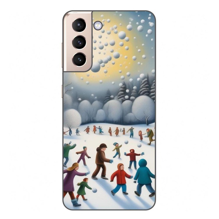 Husa compatibila cu Samsung Galaxy S21 FE Silicon Gel Tpu Model Copii la Joaca Iarna