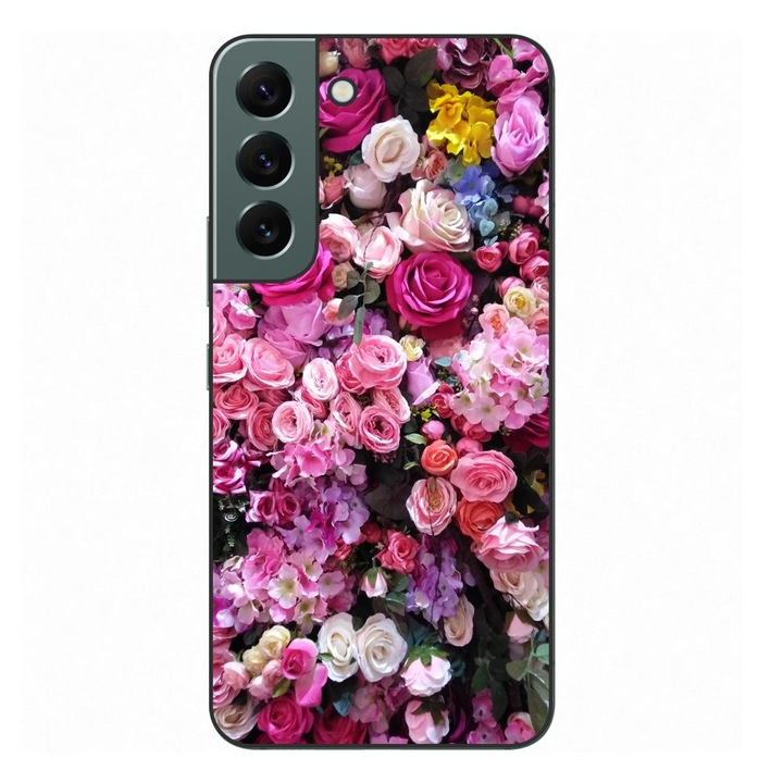 Husa compatibila cu Samsung Galaxy S22+ Plus Silicon Gel Tpu Model Trandafiri Roz