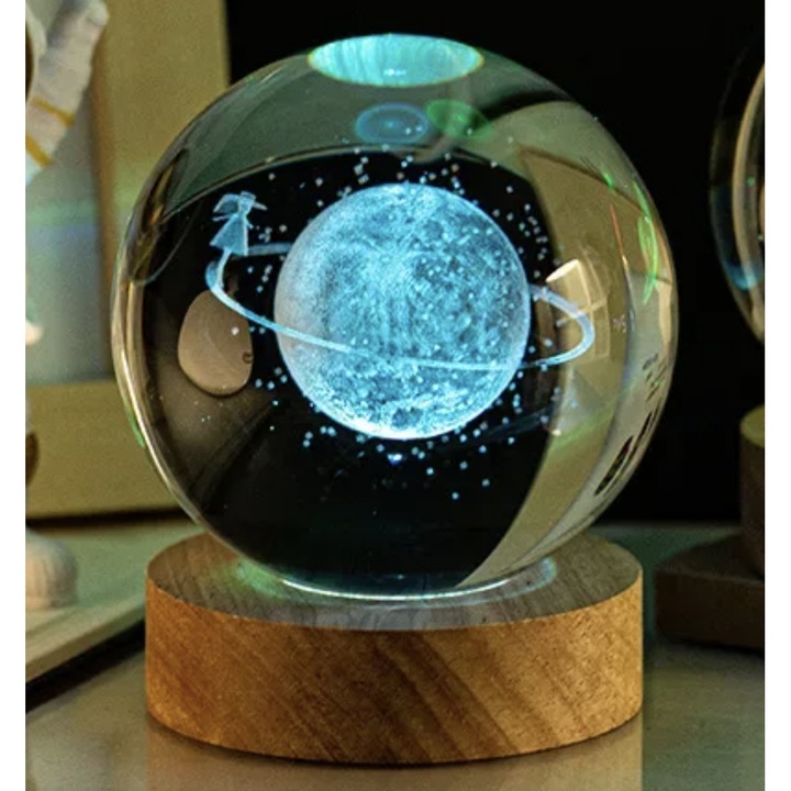 Lampa de birou, de veghe, 3d Art Crystal, LED, RGB, Night sky dreaming, telecomanda inclusa