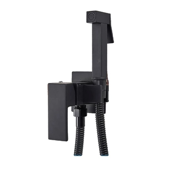 Higiénikus bidé csaptelep, falra szerelhető, hideg-meleg vizes, matt fekete