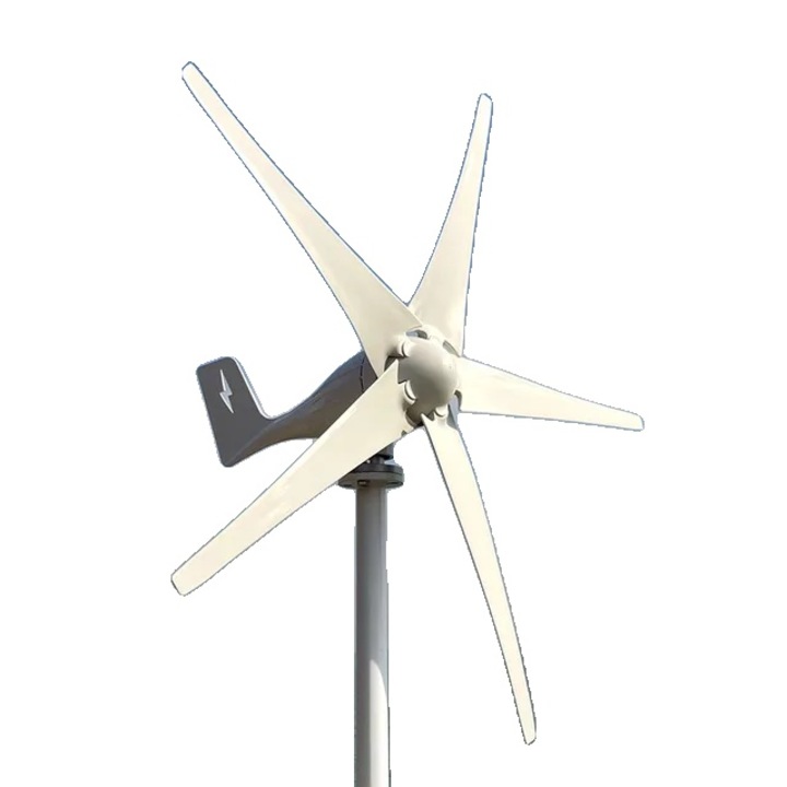 Turbina eoliana, 5KW, 5 pale, alb, 48V, controler MPPT, aliaj aluminiu, set complet
