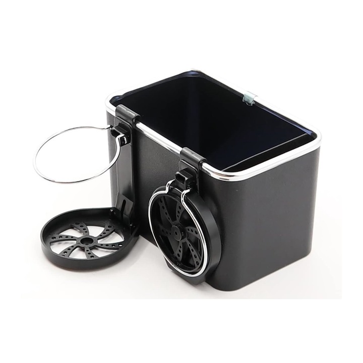 Jormftte autókonzol rendszerező, összecsukható pohártartó, tárolóhely, fekete, 11,5x11,5x18 cm