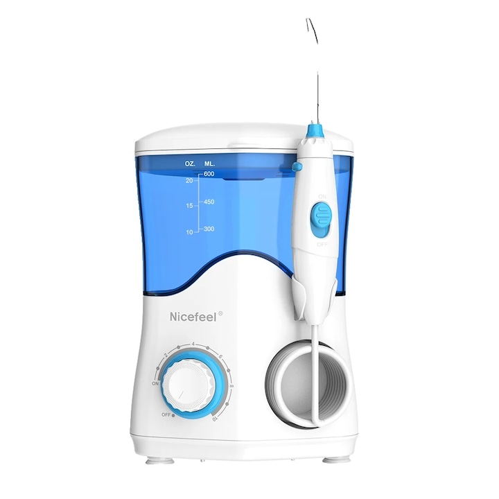 Орален иригатор, 10 скорости, 5 функционални дюзи, бял, резервоар 600 ml