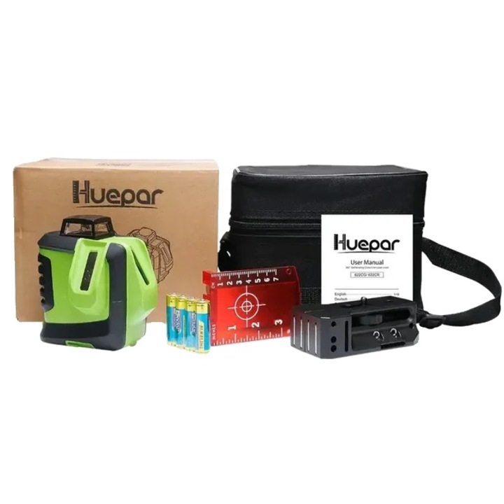 3D/2D лазерен нивелир 12 линии, черен и червен, 635nm, 4000mAh, комплект електрически пистолет, капацитет 800/1000мл