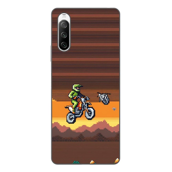 Husa compatibila cu Sony Xperia 10 III Silicon Gel Tpu Model Pixel Art Motorcross